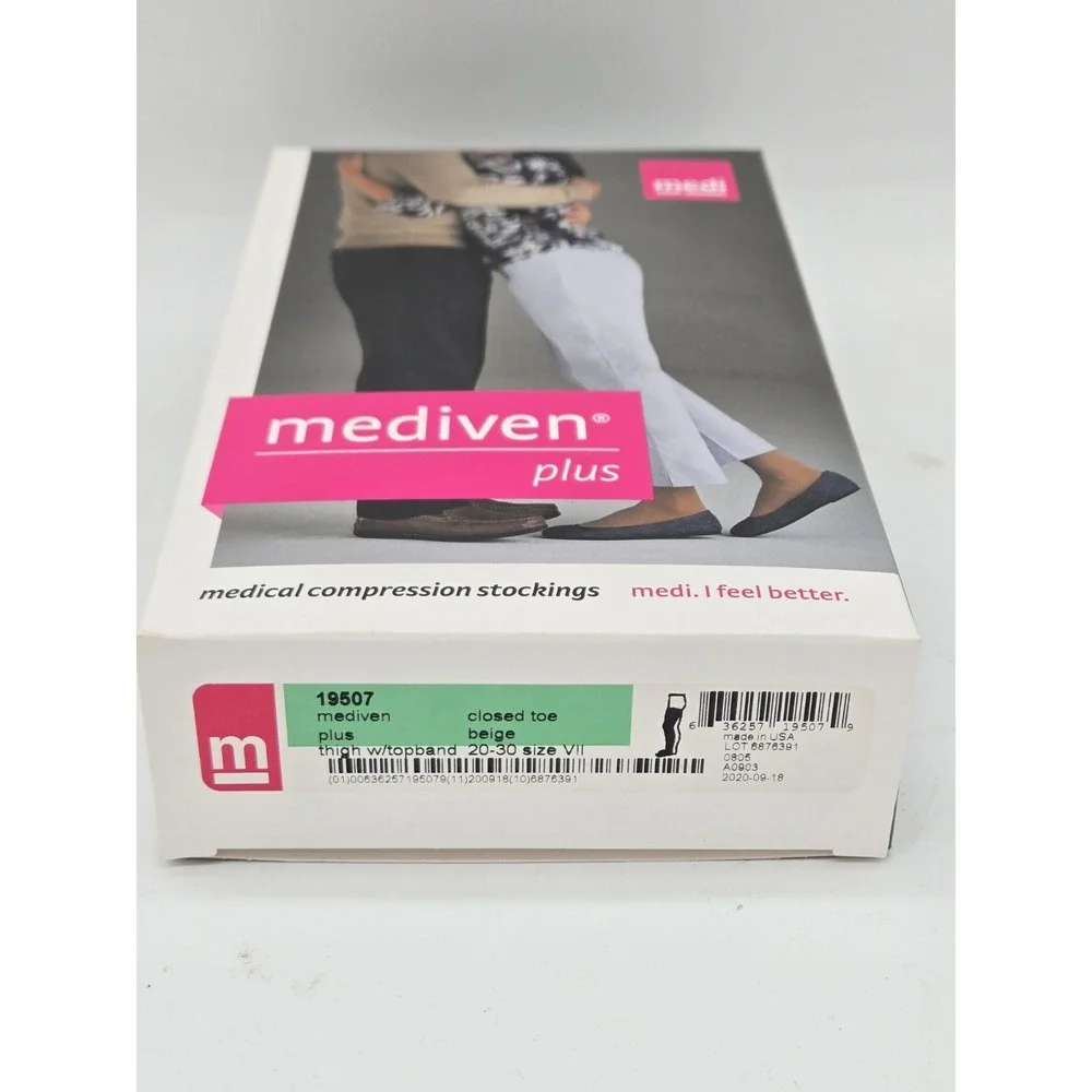 Mediven Plus Compression Stockings 20-30 mmHg Thigh High Beige Closed Toe SZ VII